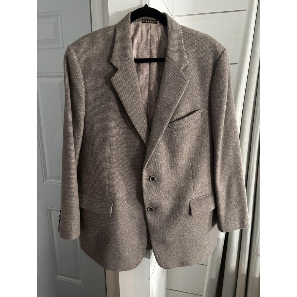 Marzoni Blazer Mens 46 Brown‎ Tweed Sport Coat 2 Button Italy